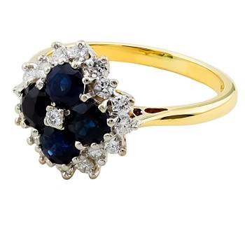 18ct Gold Sapphire/Diamond Cluster Ring size 0